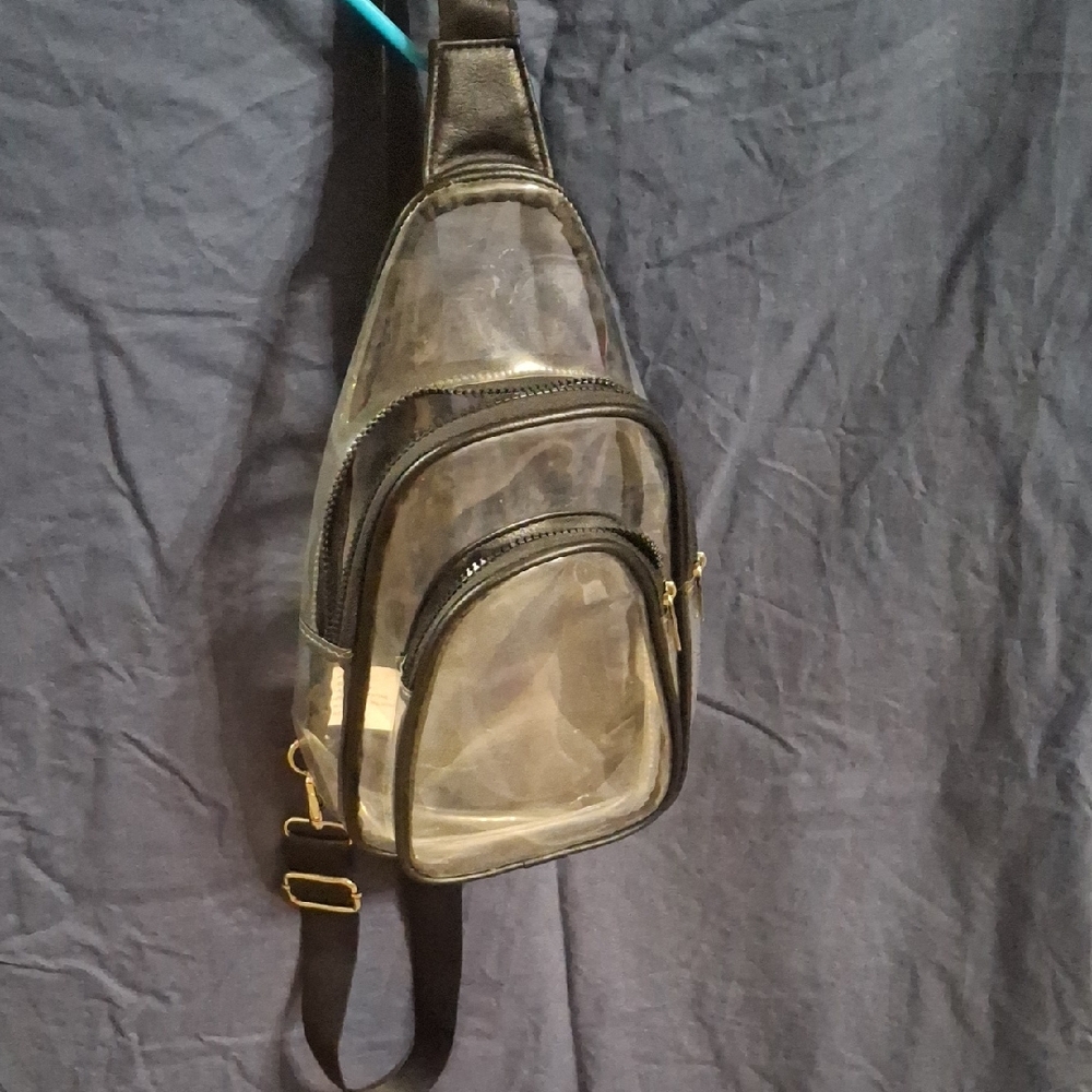 Transparent Crossbody Bag with Black Accents